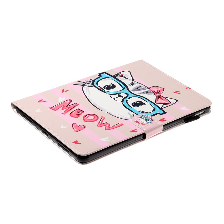For iPad Pro 11 (2020) Colored Drawing Pattern Horizontal Flip PU Leather Tablet Case with Holder & Card Slot & Sleep / Wake-up Function(Glasses Cat) - iPad Pro 11 (2020) Cases by buy2fix | Online Shopping UK | buy2fix