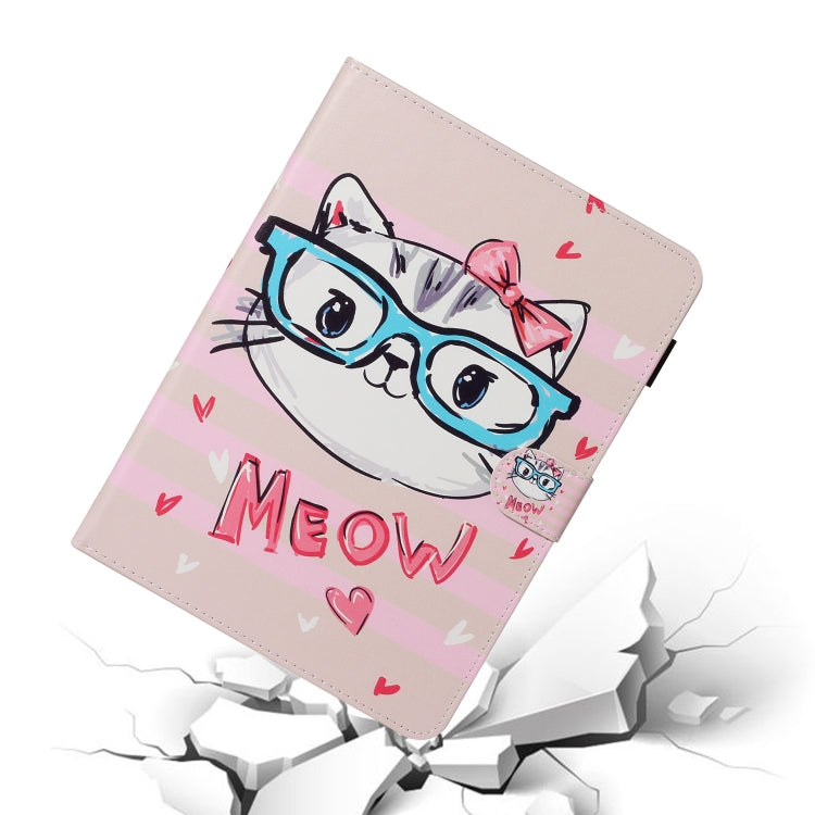 For iPad Pro 11 (2020) Colored Drawing Pattern Horizontal Flip PU Leather Tablet Case with Holder & Card Slot & Sleep / Wake-up Function(Glasses Cat) - iPad Pro 11 (2020) Cases by buy2fix | Online Shopping UK | buy2fix