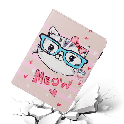 For iPad Pro 11 (2020) Colored Drawing Pattern Horizontal Flip PU Leather Tablet Case with Holder & Card Slot & Sleep / Wake-up Function(Glasses Cat) - iPad Pro 11 (2020) Cases by buy2fix | Online Shopping UK | buy2fix