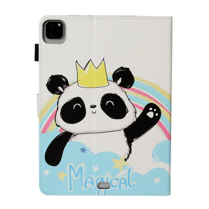 For iPad Pro 11 (2020) Colored Drawing Pattern Horizontal Flip PU Leather Tablet Case with Holder & Card Slot & Sleep / Wake-up Function(Crown Panda) - iPad Pro 11 (2020) Cases by buy2fix | Online Shopping UK | buy2fix