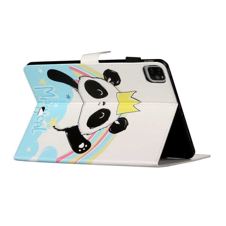 For iPad Pro 11 (2020) Colored Drawing Pattern Horizontal Flip PU Leather Tablet Case with Holder & Card Slot & Sleep / Wake-up Function(Crown Panda) - iPad Pro 11 (2020) Cases by buy2fix | Online Shopping UK | buy2fix