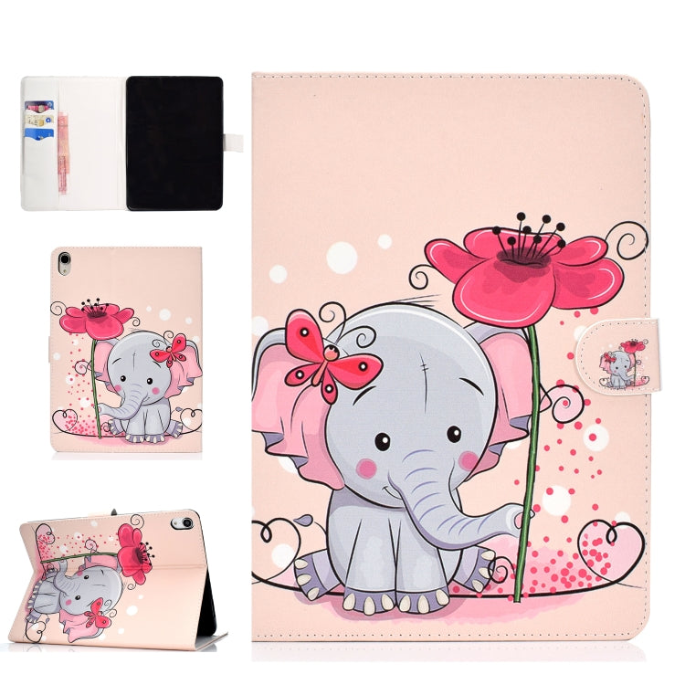 For iPad Pro 11 inch (2018) Colored Drawing Pattern Horizontal Flip PU Leather Case with Holder & Card Slot & Sleep / Wake-up Function(Elephant Flowers) - iPad Pro 11 (2018) Cases by buy2fix | Online Shopping UK | buy2fix
