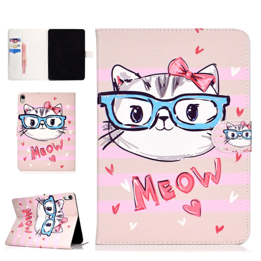 For iPad Pro 11 inch (2018) Colored Drawing Pattern Horizontal Flip PU Leather Case with Holder & Card Slot & Sleep / Wake-up Function(Glasses Cat) - iPad Pro 11 (2018) Cases by buy2fix | Online Shopping UK | buy2fix