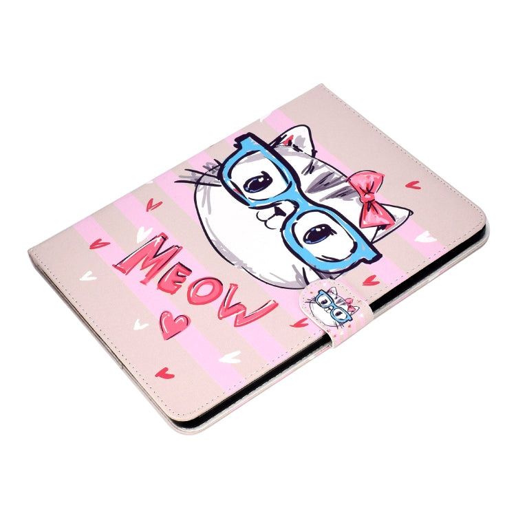 For iPad Pro 11 inch (2018) Colored Drawing Pattern Horizontal Flip PU Leather Case with Holder & Card Slot & Sleep / Wake-up Function(Glasses Cat) - iPad Pro 11 (2018) Cases by buy2fix | Online Shopping UK | buy2fix