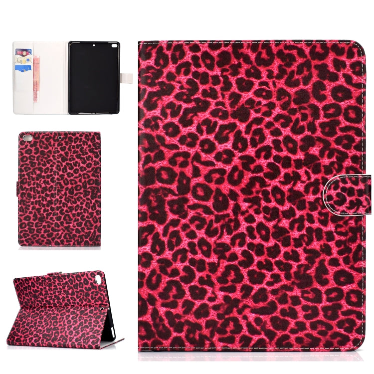 For iPad 10.2 Colored Drawing Pattern Horizontal Flip PU Leather Case with Holder & Card Slot & Sleep / Wake-up Function(Red Pink Leopard) - iPad 10.2 Cases by buy2fix | Online Shopping UK | buy2fix
