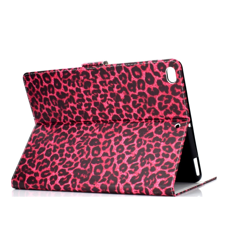 For iPad 10.2 Colored Drawing Pattern Horizontal Flip PU Leather Case with Holder & Card Slot & Sleep / Wake-up Function(Red Pink Leopard) - iPad 10.2 Cases by buy2fix | Online Shopping UK | buy2fix