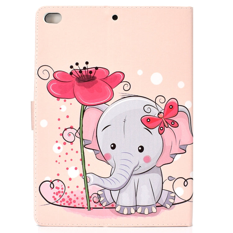 For iPad 10.2 Colored Drawing Pattern Horizontal Flip PU Leather Case with Holder & Card Slot & Sleep / Wake-up Function(Elephant Flowers) - iPad 10.2 Cases by buy2fix | Online Shopping UK | buy2fix