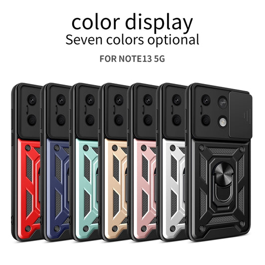 For Xiaomi Redmi Note 13 5G Sliding Camera Cover Design TPU Hybrid PC Phone Case(Rose Gold) by buy2fix