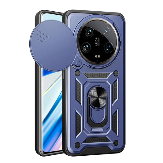 For Xiaomi 14 Ultra Sliding Camera Cover Design TPU Hybrid PC Phone Case(Blue) - 14 Ultra Cases by buy2fix | Online Shopping UK | buy2fix