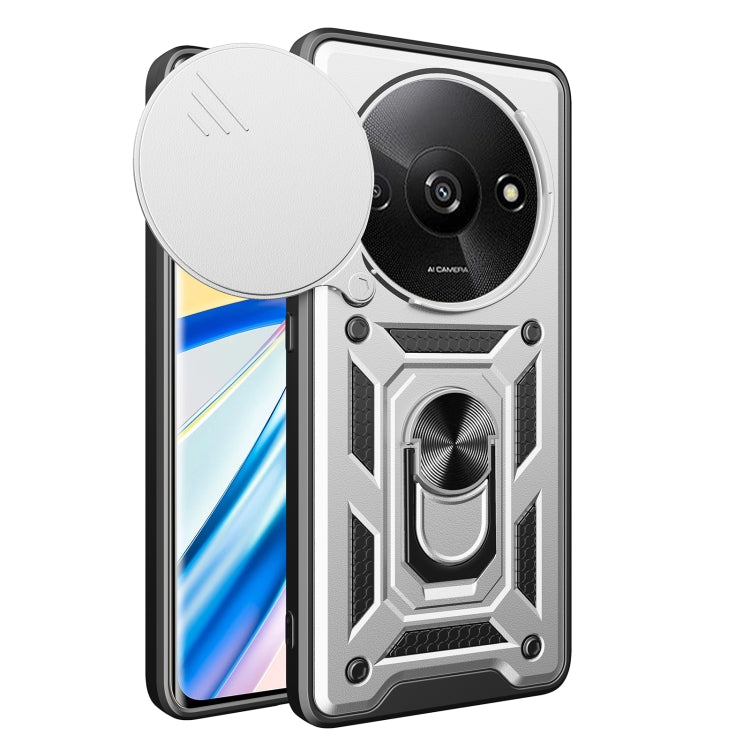 For Xiaomi Redmi A3 Sliding Camera Cover Design TPU Hybrid PC Phone Case(Silver) - Xiaomi Cases by buy2fix | Online Shopping UK | buy2fix