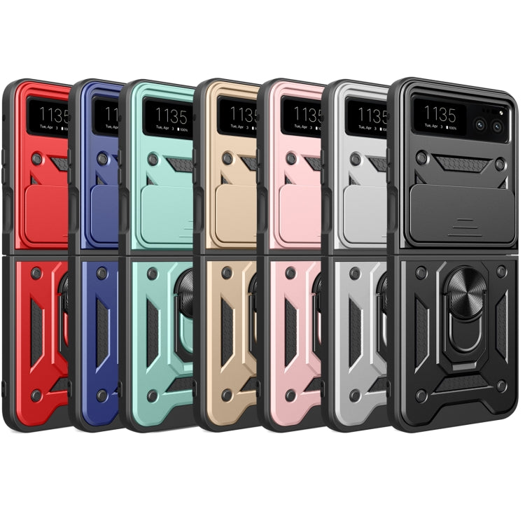 For Motorola Razr 40 Armor Ring Holder TPU Hybrid PC Phone Case(Mint Green) by buy2fix