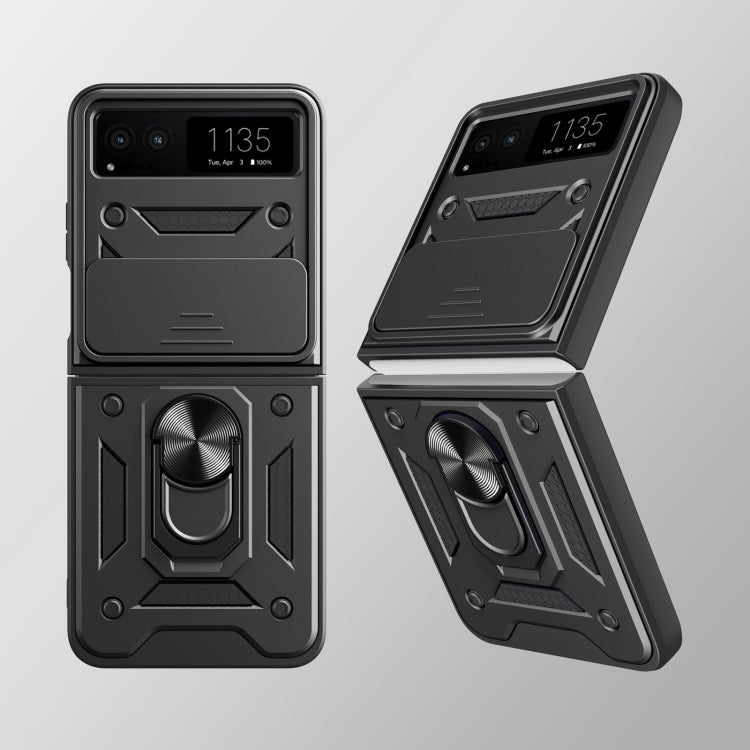 For Motorola Razr 40 Armor Ring Holder TPU Hybrid PC Phone Case(Black) by buy2fix