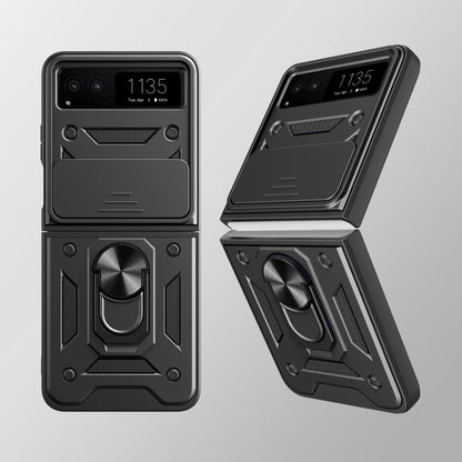 For Motorola Razr 40 Armor Ring Holder TPU Hybrid PC Phone Case(Gold) by buy2fix