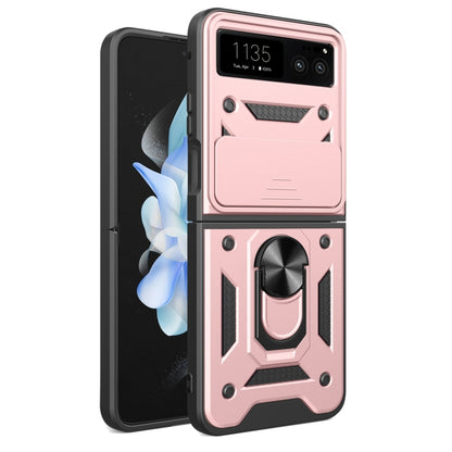For Motorola Razr 40 Armor Ring Holder TPU Hybrid PC Phone Case(Rose Gold) by buy2fix