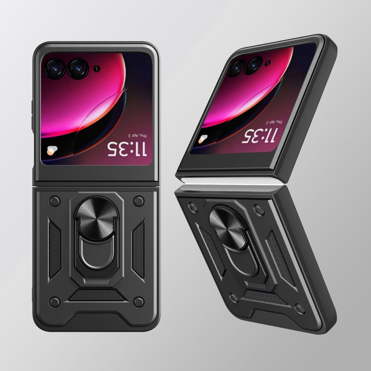 For Motorola Razr 40 Ultra Armor Ring Holder TPU Hybrid PC Phone Case(Black) by buy2fix