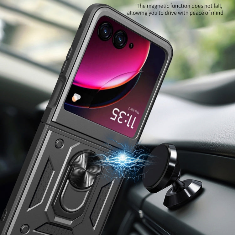 For Motorola Razr 40 Ultra Armor Ring Holder TPU Hybrid PC Phone Case(Black) by buy2fix