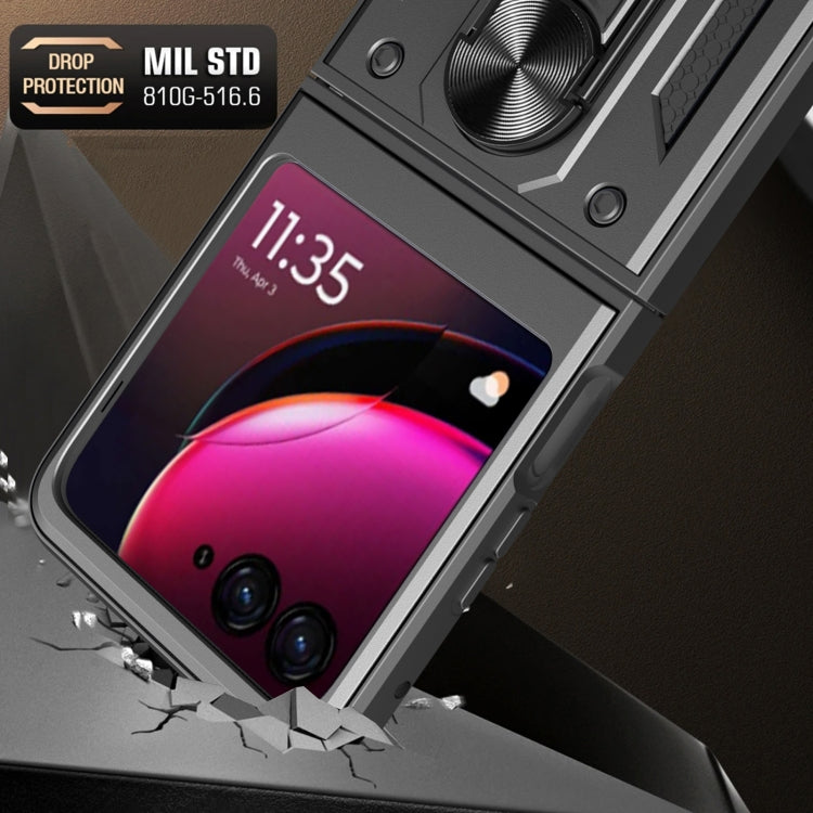 For Motorola Razr 40 Ultra Armor Ring Holder TPU Hybrid PC Phone Case(Silver) by buy2fix