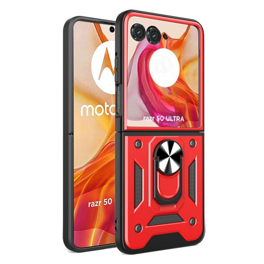 For Motorola Razr 50 Ultra Armor Ring Holder TPU Hybrid PC Phone Case(Red) by buy2fix
