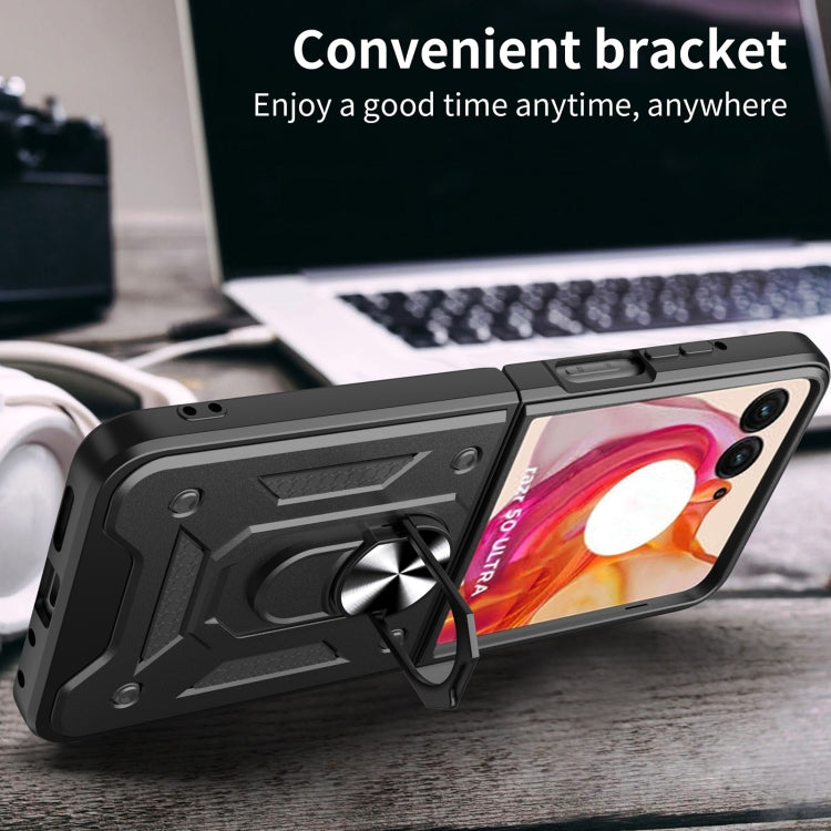 For Motorola Razr 50 Ultra Armor Ring Holder TPU Hybrid PC Phone Case(Red) by buy2fix