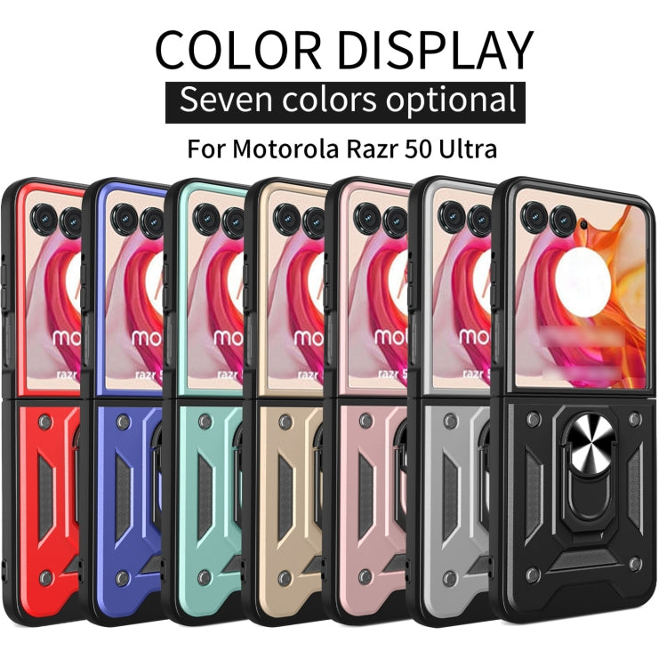 For Motorola Razr 50 Ultra Armor Ring Holder TPU Hybrid PC Phone Case(Blue) by buy2fix