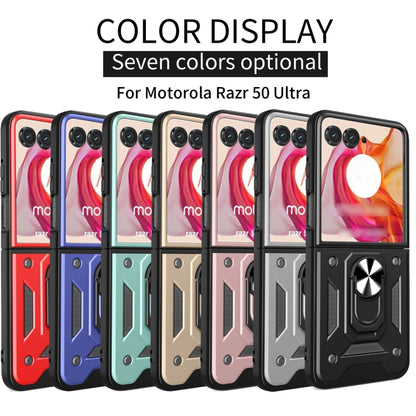 For Motorola Razr 50 Ultra Armor Ring Holder TPU Hybrid PC Phone Case(Blue) by buy2fix