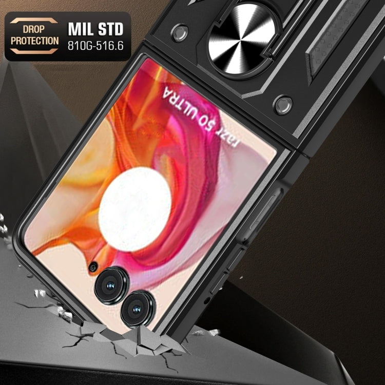 For Motorola Razr 50 Ultra Armor Ring Holder TPU Hybrid PC Phone Case(Blue) by buy2fix