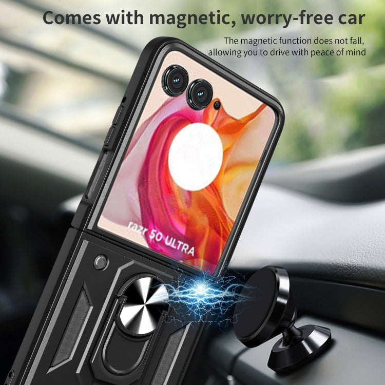 For Motorola Razr 50 Ultra Armor Ring Holder TPU Hybrid PC Phone Case(Blue) by buy2fix