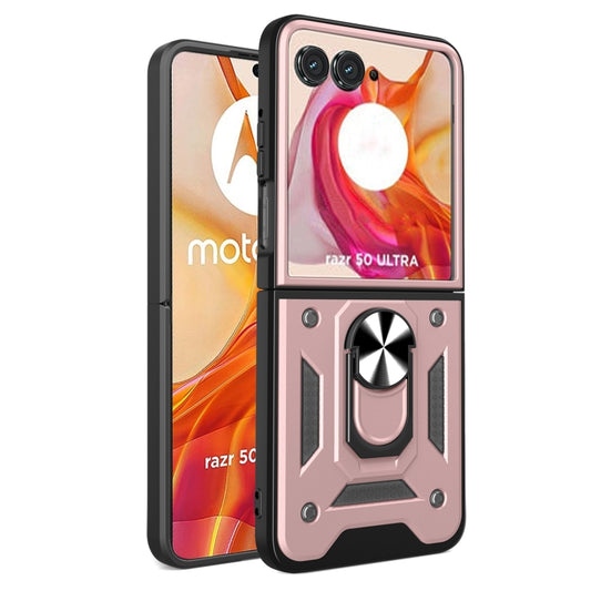 For Motorola Razr 50 Ultra Armor Ring Holder TPU Hybrid PC Phone Case(Rose Gold) by buy2fix