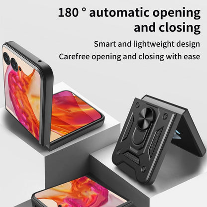 For Motorola Razr 50 Armor Ring Holder TPU Hybrid PC Phone Case(Blue) by buy2fix