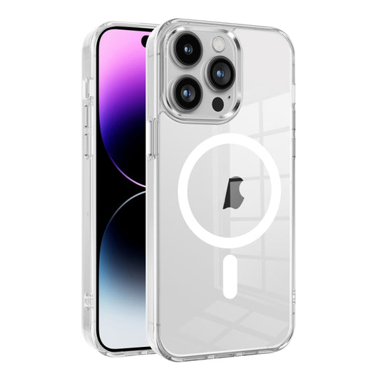 For iPhone 14 Pro Max Ice Color Magnetic Series TPU Hybrid Acrylic Magsafe Phone Case(Transparent)