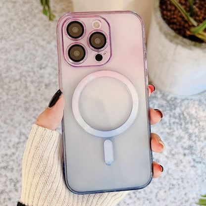 For iPhone 11 Pro Max MagSafe Magnetic TPU + Acrylic Gradient Color Phone Case(Purple Blue) by buy2fix
