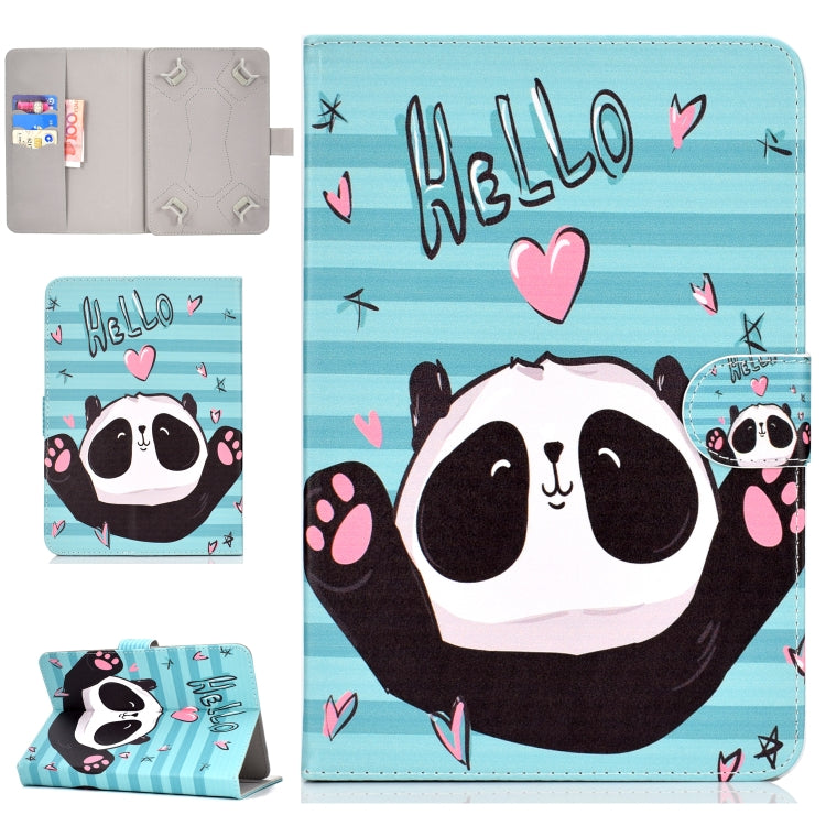 For 10 inch Universal Tablet PC Colored Drawing Pattern Horizontal Flip PU Leather Case with Holder & Card Slot(Love Panda) - 7 inch by buy2fix | Online Shopping UK | buy2fix
