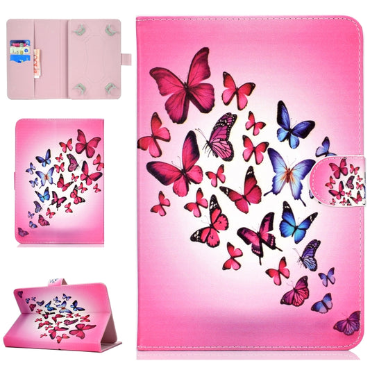 For 10 inch Universal Tablet PC Colored Drawing Pattern Horizontal Flip PU Leather Case with Holder & Card Slot(Butterfly) - 7 inch by buy2fix | Online Shopping UK | buy2fix