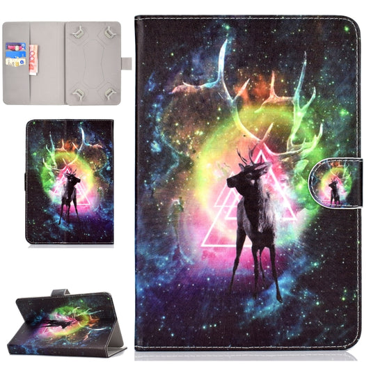 For 7 inch Universal Tablet PC Colored Drawing Pattern Horizontal Flip PU Leather Case with Holder & Card Slot(Starry Deer) - 7 inch by buy2fix | Online Shopping UK | buy2fix