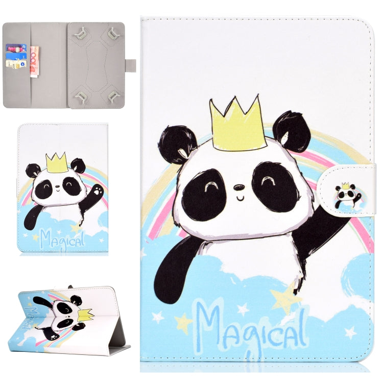 For 7 inch Universal Tablet PC Colored Drawing Pattern Horizontal Flip PU Leather Case with Holder & Card Slot(Crown Panda) - 7 inch by buy2fix | Online Shopping UK | buy2fix