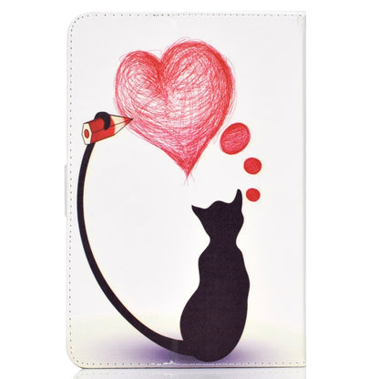 For 8 inch Universal Tablet PC Colored Drawing Pattern Horizontal Flip PU Leather Case with Holder & Card Slot(Loving Cat) - 7 inch by buy2fix | Online Shopping UK | buy2fix