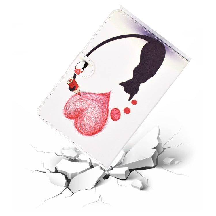 For 8 inch Universal Tablet PC Colored Drawing Pattern Horizontal Flip PU Leather Case with Holder & Card Slot(Loving Cat) - 7 inch by buy2fix | Online Shopping UK | buy2fix