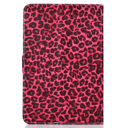 For 8 inch Universal Tablet PC Colored Drawing Pattern Horizontal Flip PU Leather Case with Holder & Card Slot(Red Pink Leopard) - 7 inch by buy2fix | Online Shopping UK | buy2fix