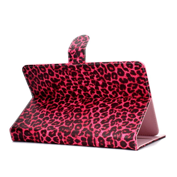 For 8 inch Universal Tablet PC Colored Drawing Pattern Horizontal Flip PU Leather Case with Holder & Card Slot(Red Pink Leopard) - 7 inch by buy2fix | Online Shopping UK | buy2fix