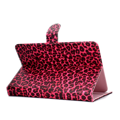 For 8 inch Universal Tablet PC Colored Drawing Pattern Horizontal Flip PU Leather Case with Holder & Card Slot(Red Pink Leopard) - 7 inch by buy2fix | Online Shopping UK | buy2fix