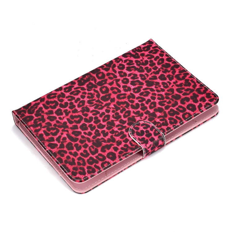 For 8 inch Universal Tablet PC Colored Drawing Pattern Horizontal Flip PU Leather Case with Holder & Card Slot(Red Pink Leopard) - 7 inch by buy2fix | Online Shopping UK | buy2fix