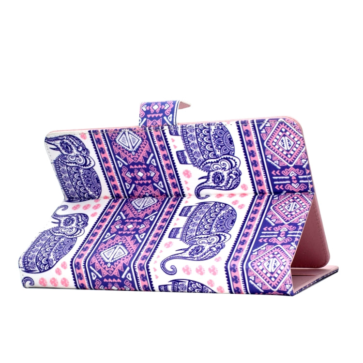 For 8 inch Universal Tablet PC Colored Drawing Pattern Horizontal Flip PU Leather Case with Holder & Card Slot(Totem Elephant) - 7 inch by buy2fix | Online Shopping UK | buy2fix