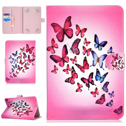 For 8 inch Universal Tablet PC Colored Drawing Pattern Horizontal Flip PU Leather Case with Holder & Card Slot(Butterfly) - 7 inch by buy2fix | Online Shopping UK | buy2fix