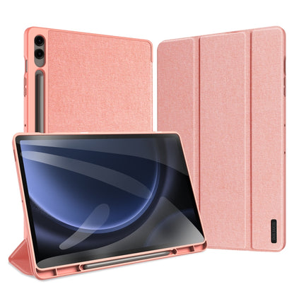 For Samsung Galaxy Tab S9 FE+ DUX DUCIS Domo Series Magnetic Flip Leather Tablet Case(Pink) - Galaxy Tab S9 FE+ by DUX DUCIS | Online Shopping UK | buy2fix