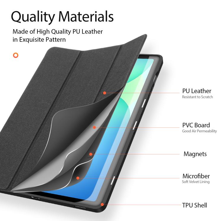 For Samsung Galaxy Tab S10 FE+ DUX DUCIS Domo Series Magnetic Flip Leather Tablet Case(Black) - Galaxy Tab S10 FE+ by DUX DUCIS | Online Shopping UK | buy2fix