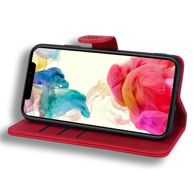 For iPhone 16 Plus Mandala Embossed Dual-Fold Calf Leather Phone Case(Red) by buy2fix