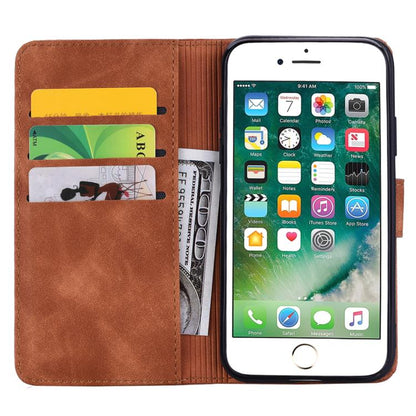 For iPhone 16e Mandala Embossed Dual-Fold Calf Leather Phone Case(Brown) - iPhone 16e Cases by buy2fix | Online Shopping UK | buy2fix