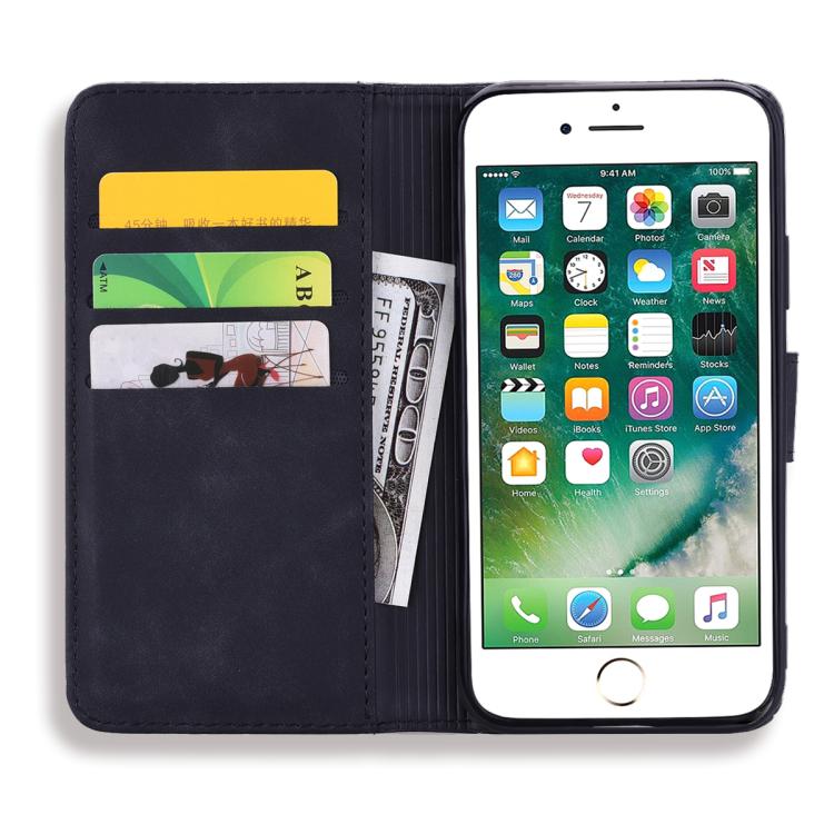 For iPhone 16e Mandala Embossed Dual-Fold Calf Leather Phone Case(Black) - iPhone 16e Cases by buy2fix | Online Shopping UK | buy2fix