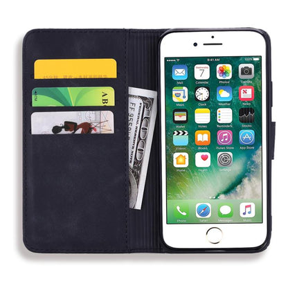 For iPhone 16e Mandala Embossed Dual-Fold Calf Leather Phone Case(Black) - iPhone 16e Cases by buy2fix | Online Shopping UK | buy2fix