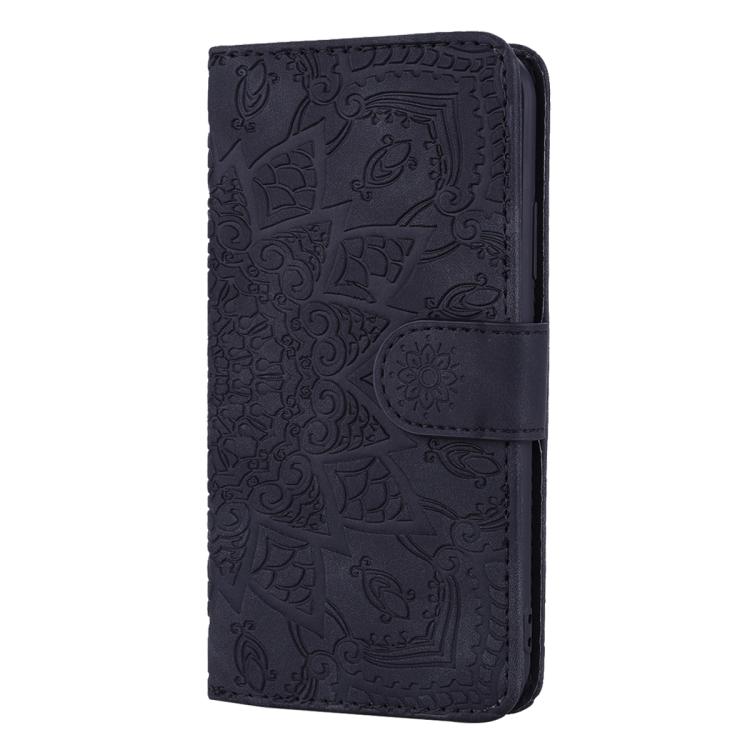 For iPhone Air Mandala Embossed Dual-Fold Calf Leather Phone Case(Black) - iPhone Air Cases by buy2fix | Online Shopping UK | buy2fix